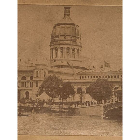 Antique Stereoscope Stereograph Real Photo Sepia Tone No37 Illinois Building See - Picture 1 of 6